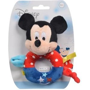 Simba 6315876387 - Disney Mickey Mouse ringrammelaar, kleurrijk, 14 cm, geschikt voor kinderen vanaf de eerste levensmaanden, babyspeelgoed, rammelaar, Micky Mouse