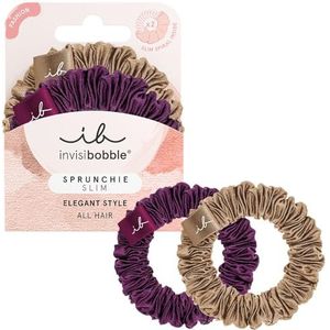 invisibobble Scrunchie Purple & Bronze Slim The Snuggle is Real, Silk Scrunchie met spiraalhaarelastiek, haarelastiekjes maximale grip, voor alle haartypes, 2 stuks