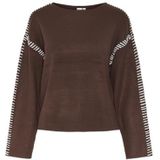 YAS - YASSTITCHA - Gebreide Trui - Ecru / Bruin