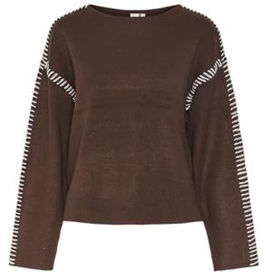 YAS - YASSTITCHA - Gebreide Trui - Ecru / Bruin