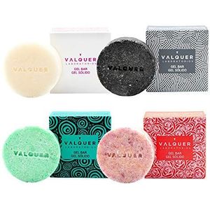 Valquer Laboratorios Solid-gel, vaste lichaamsgel, veganistisch, zeepvrij, plasticvrij, ecologisch, siliconenvrij, exotische lichaamsgel, verpakking van 4 stuks x 50 g