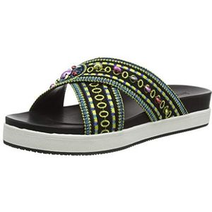 Desigual Nilo Beads Plateausandalen voor dames, Zwart 2000, 36 EU