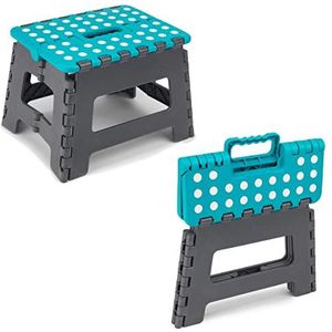 Beldray LA032614TQ Small Folding Step Stool, Carry Handle, Lightweight Plastic Step-Up Footstool, Foldable Design, Compact Storage, DIY Accessory, Max. Weight 150 KG