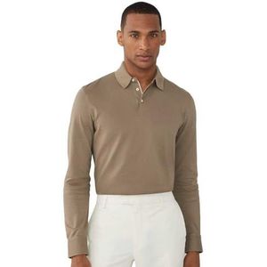 Hackett London Gebreide polo voor heren, bruin (taupe beige), S, Bruin (Taupe Beige), S