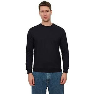 Trendyol Heren Navy Blue Male Regular Fit Bicycle Collar Long Sleeve Sweatshirt, XL