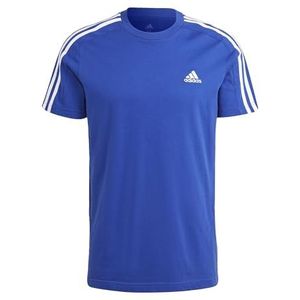 adidas Heren Essentials Single Jersey 3-Stripes Tee, Semi Lucid Blue/White, XXS Short
