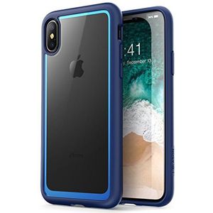 i-Blason Case for Phone X (2017) / iPhone Xs (2018), Scratch Resistant Clear Halo Series Case (Clear/Navy)