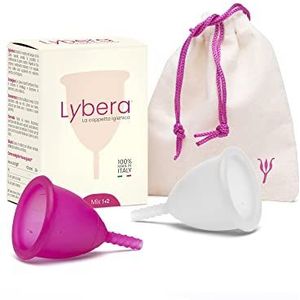 Lybera 2 Mestruale cups maat 1 + maat 2 * Medische siliconen Made in Italy