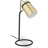 Relaxdays bureaulamp, metalen tafellamp, verstelbare lampenkap, E14-fitting, met snoer, goud/zwart