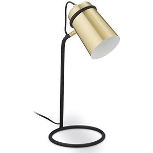 Relaxdays bureaulamp, metalen tafellamp, verstelbare lampenkap, E14-fitting, met snoer, goud/zwart