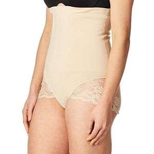 Maidenform Vrouwen hoge taille kanten slipje temmen je buik, Beige Nude 1/Transparant Kant, XXL