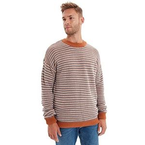 Trendyol Mannen Standaard mouw Basis Camel Heren Regular Crew Neck Jacquard Sweater TMNAW22KZ0658