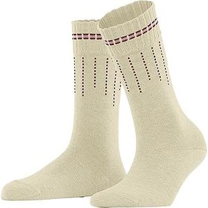 FALKE Dames Neon Knit Duurzaam Biologisch Katoen Wol Ademend Warm Half hoog met Patroon 1 paar sokken, crèmekleurig (crème 2050), 35-38