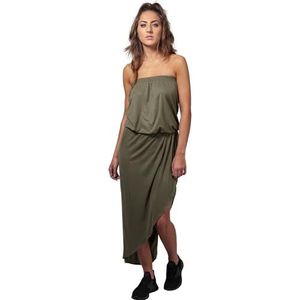 Urban Classics Damesjurk van viscose, zomerse bandeau-jurk voor vrouwen met luchtige stof, strapless jurk, maten van XS tot 5XL, olijfgroen, XL Grote maten