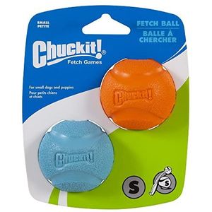 Chuckit! Fetch Dog Ball Duurzaam rubberen hondenspeelgoed Kleine Launcher Compatibel hondenkauwspeeltje, smal, 2-pack