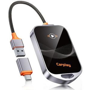 GlasFlength Draadloze CarPlay-adapter voor iPhone, Wireless CarPlay AVCE USB-A-poorten naar USB-C aansluiten en gebruiken Apple Carplay compatibel met iPhone 6 en Plus, nieuw en met iOS 10 +