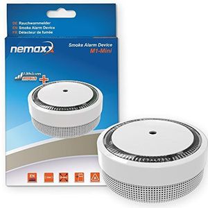 Nemaxx M1 Mini rookmelder, gevoelige, foto-elektrische rookmelder met lithiumbatterij, type DC3V conform DIN EN14604 & VDs, wit, 15 stuks