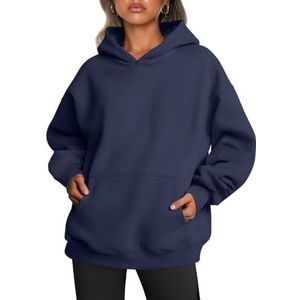 Trendy Queen - Extra grote dameshoodies, fleece sweatshirts, herfstmode 2025, trui, winterkleding, Donkerblauw, M