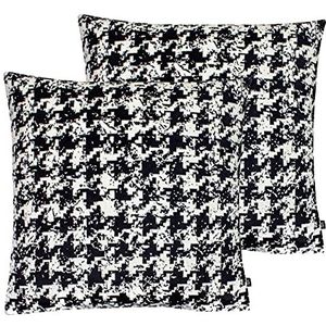 Ashley Wilde Nevado Twin Pack Polyester Gevulde Kussens, Magpie/Zwart, 50 x 50cm