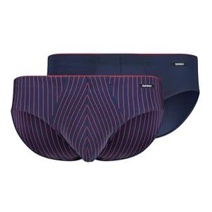 Skiny Brasil Slip voor heren, set van 2 ondergoed, navyred Stripes Selection, standaard, Navyred Stripes Selection, standart