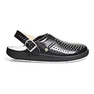 Abeba Clog 9252 - rubber glad leer zwart, gecertificeerd