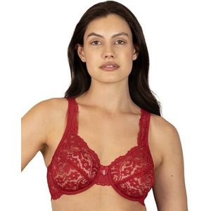 Smart & Sexy Women's Signature Lace Unlined Underwire Bra, No No Red, 40D