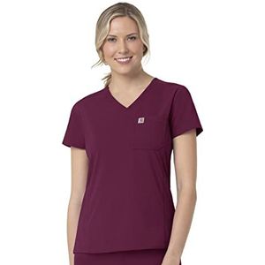 Carhartt Vrouwen moderne fit Tuck-in Scrub Top medisch shirt, wijn, X-Small, Wijn, XS