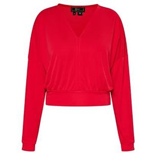 SWIRLIE Dames cropped shirt met lange mouwen 19526756-SW02, rood, L, rood, L