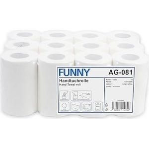 Funny papieren handdoekrol MINI, binnenafwikkeling 20 cm, Ø 13 cm, 1 laag, hoogwit, 1 stuks (1 x 12 stuks)