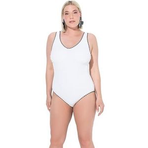 Ulla Popken - Badpak - Zwart / Offwhite - Soft Cup - Effen