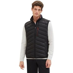 TOM TAILOR Heren 1038904 vest, 29999, zwart, M, 29999 - Black, M