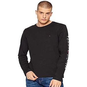 Tommy Hilfiger Heren shirt met lange mouwen Tommy Logo Long Sleeve Tee Basic, zwart, S