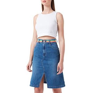 Love Moschino Light Linen-Tencel Blend Denim Damesrok, Medium Blue Denim, 38