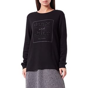 TOM TAILOR Dames Sweatshirt met glitterprint 1034133, 14482 - Deep Black, XXS