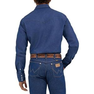 Wrangler Heren Cowboy Cut Western Chambray Snap werkshirt met lange mouwen, Indigo, XXL grote maten tall
