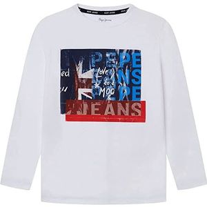 Pepe Jeans Kerst T-shirt voor jongens, Wit, 12 Jaren