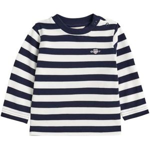 GANT Unisex Baby Striped Shield Pique Ls Top T-shirt, marineblauw, 80 cm
