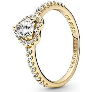 Pandora Timeless Heart gouden ring met heldere zirkoniasteentjes, 60