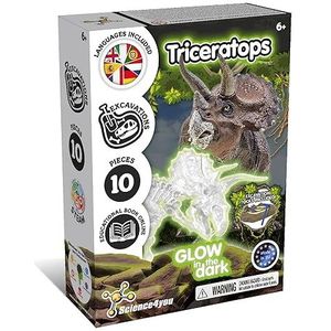 Science4you - Triceratops Fossielen Graafset voor Kinderen - Dinosaurus Fossielen in elkaar die oplichten in het donker, Dinosaurus Speelgoed, Spellen, Geschenken voor 6+ jarige Jongens en Meisjes