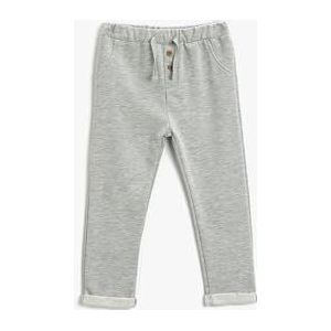 Koton Baby Boy Basic sweatpants met knoopsluiting, elastische tailleband, grijs (023)