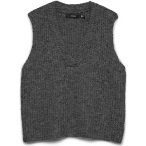 Vmnovah Rib Sl V-hals Vest Noos, dark grey melange, L