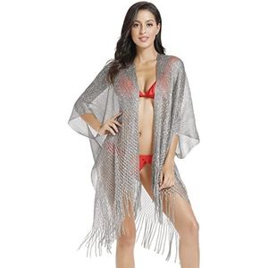 JK Unicorn Kimono Swimsuit Cover Ups for Women Swimwear Cover Ups Beach Cover Up Silver shawl Formal Shawl For Evening Dress (Dark Gray)