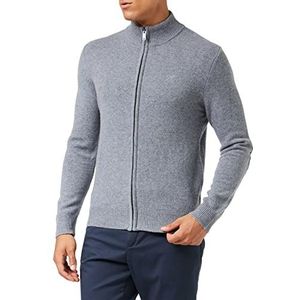 Hackett London Heren Lambswool Fzip Cardigan Sweater, Grey Marl, M