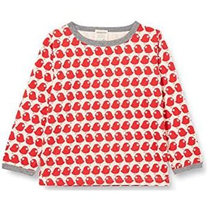 loud + proud Uniseks kinder-T-shirt met lange mouwen met vogelprint, GOTS-gecertificeerd T-shirt, tomaat, 110/116 cm