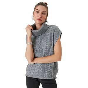 TRENDYOL Dames Fisherman Collar Knitwear Sweater, antraciet, S, antraciet, S