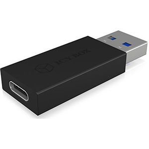 ICY BOX IB-CB015 USB-adapter Type-C (bus) naar Type-A (stekker), USB 3.1 (Gen 2, 10 Gbit/s), zwart