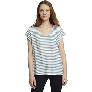 TOM TAILOR Denim Dames Blouse met korte mouwen 1024993, 25923 - Mineral Blue White Stripe, L