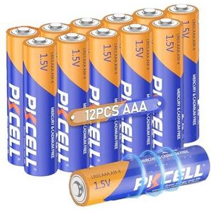 PKCELL AAA LR03 batterijen, 1,5 V Triple A alkaline batterij, AAA batterijen, 12 stuks voor toetsenborden, horloges, speelgoed, afstandsbedieningen (10 jaar houdbaarheid)