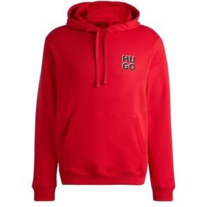 HUGO Mens Dimonihood Katoen-badstof hoodie met gestapelde logo print, roze, S