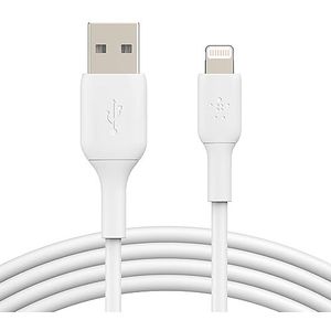 Belkin Lightning-kabel (Boost Charge Lightning/USB-kabel voor iPhone, iPad, AirPods) MFi-gecertificeerde iPhone-laadkabel (wit, 3 m)